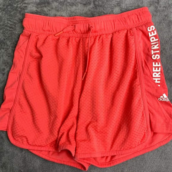 Adidas Running Track Shorts size XS Women DP2394 Three Stripes Coral Pink - Picture 1 of 4